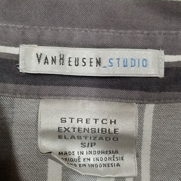 🎁5/$25 Van Heusen Studio Blouse Women's Small Button Up 3/4 Sleeve Striped - Picture 3 of 7